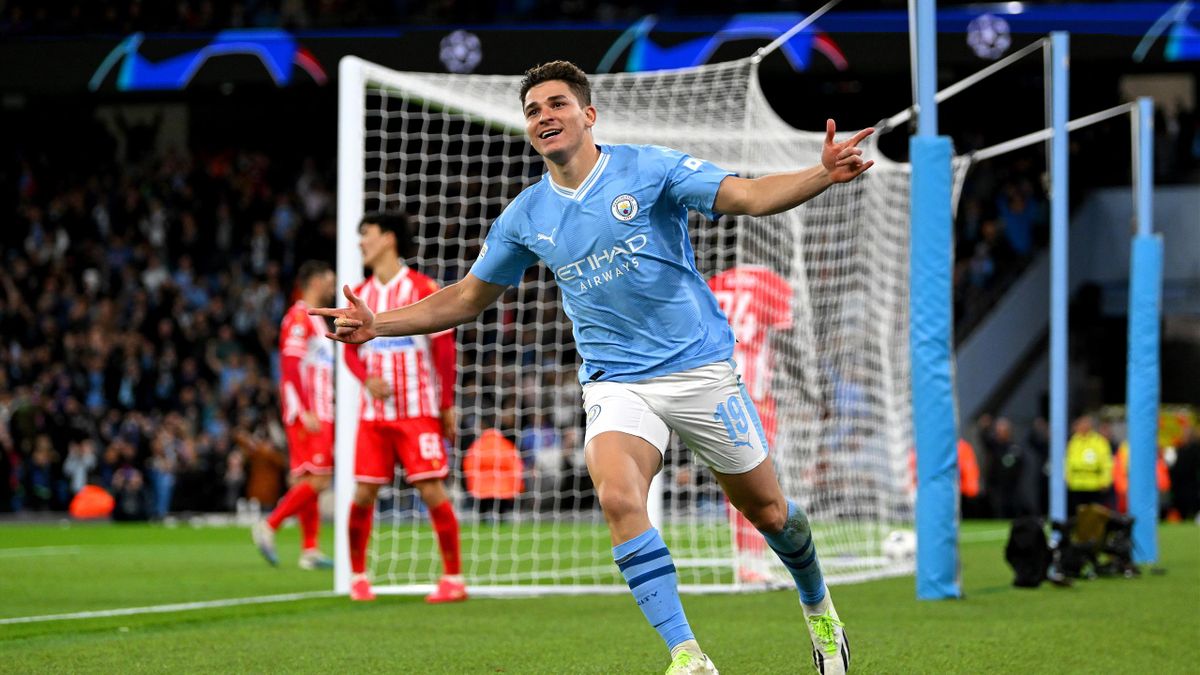 Manchester City 3-1 Crvena Zvezda - Julian Alvarez at the double, Rodri  nets fine third as champions avoid scare - TNT Sports