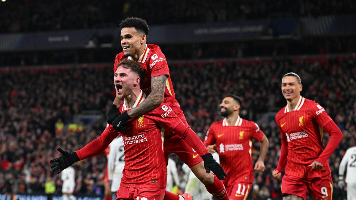 Liverpool 2 0 Real Madrid UEFA Champions League result as Alexis Mac Allister and Cody Gakpo keep The Reds perfect with Kylian Mbappe and Mo Salah both missing penalties at Anfield