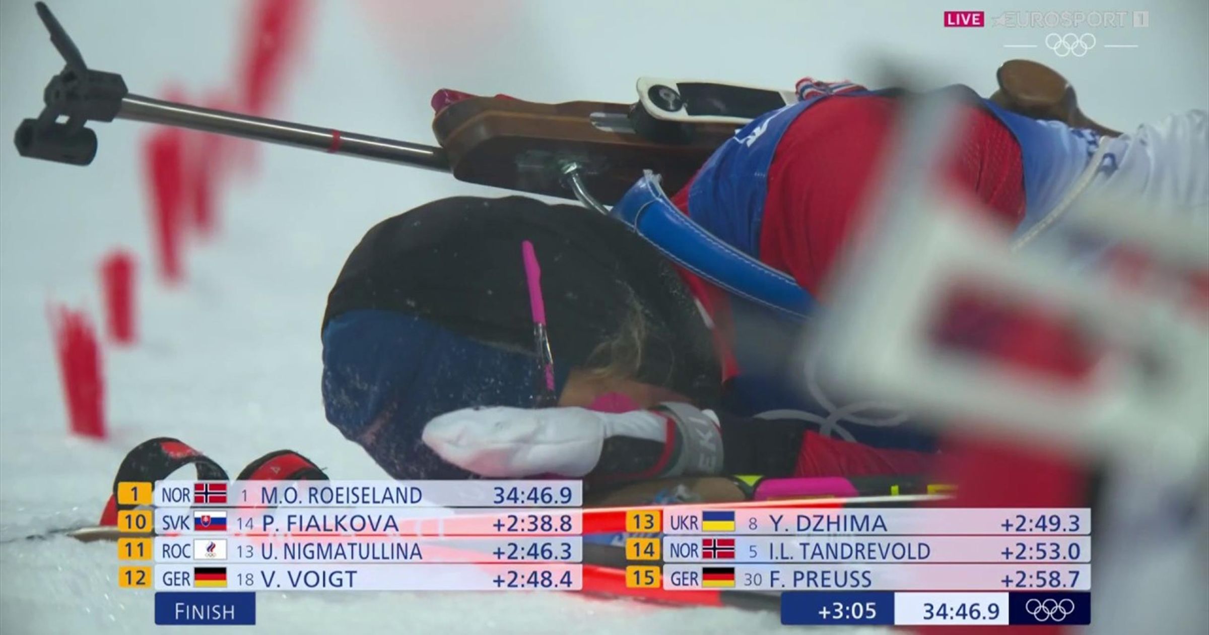 'Absolutely exhausted' Ingrid Landmark Tandrevold collapses but(02)