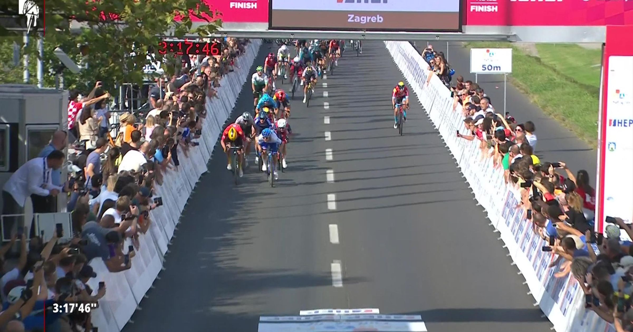 Watch: Campbell Stewart wins chaotic sprint finish on final stage of ...