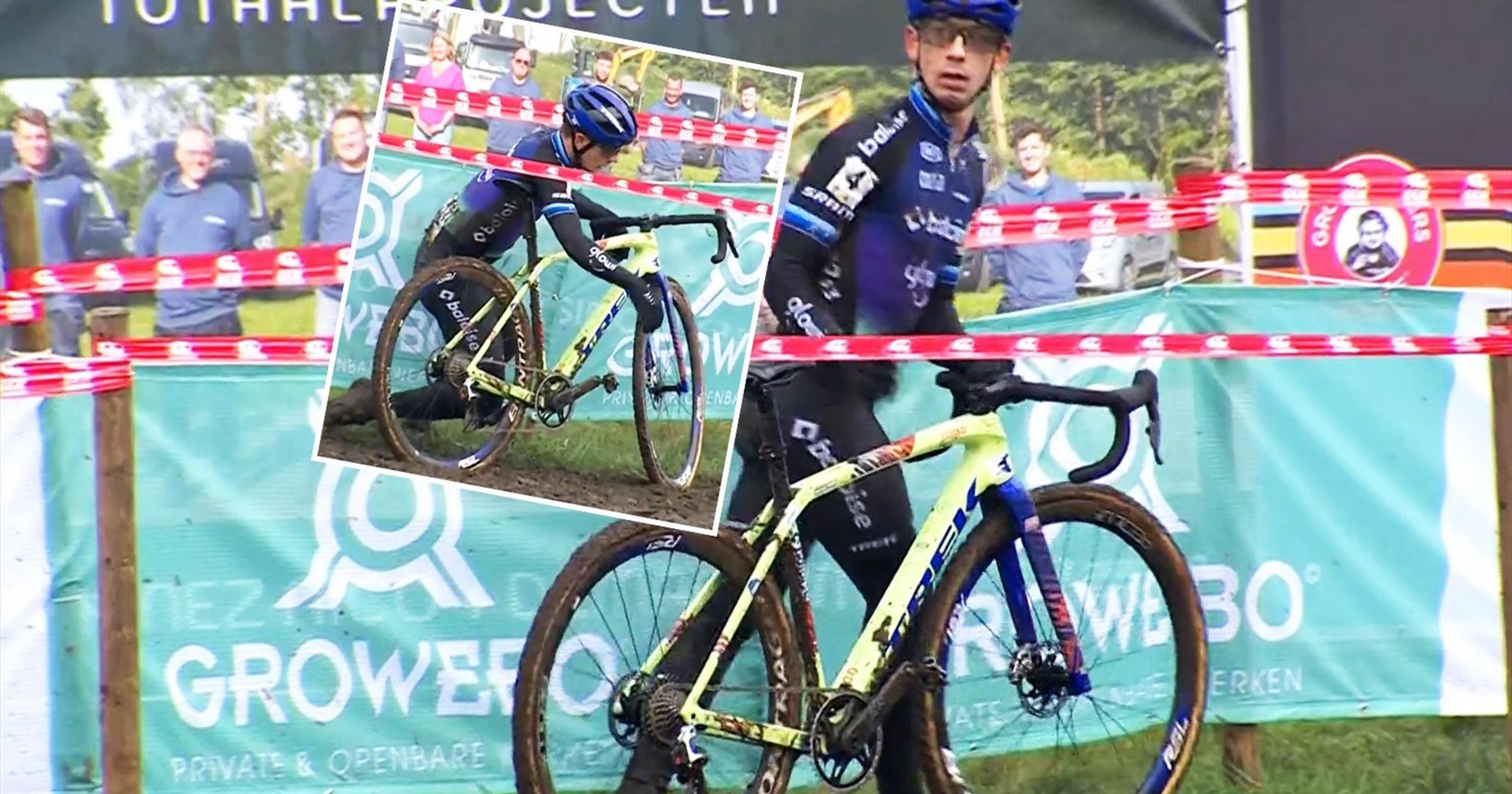 ‘What a hard man’ – Watch as Lars van der Haar stops briefly to pop shoulder back into place - Cyclo-Cross video - TNT Sports