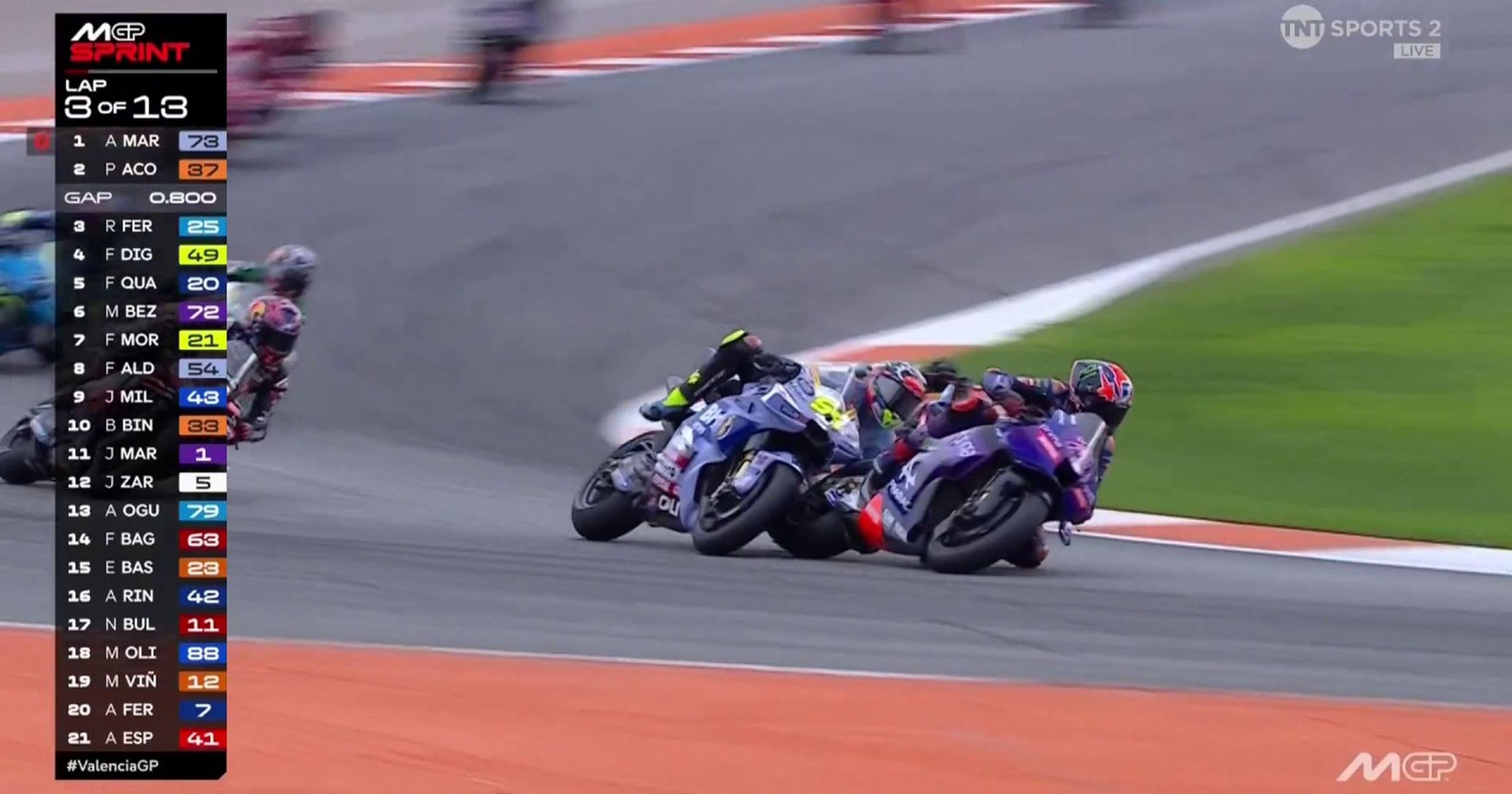 'Aldeguer loses a wing' - Spaniard and Miller come together at Grand Prix Valencia Sprint race