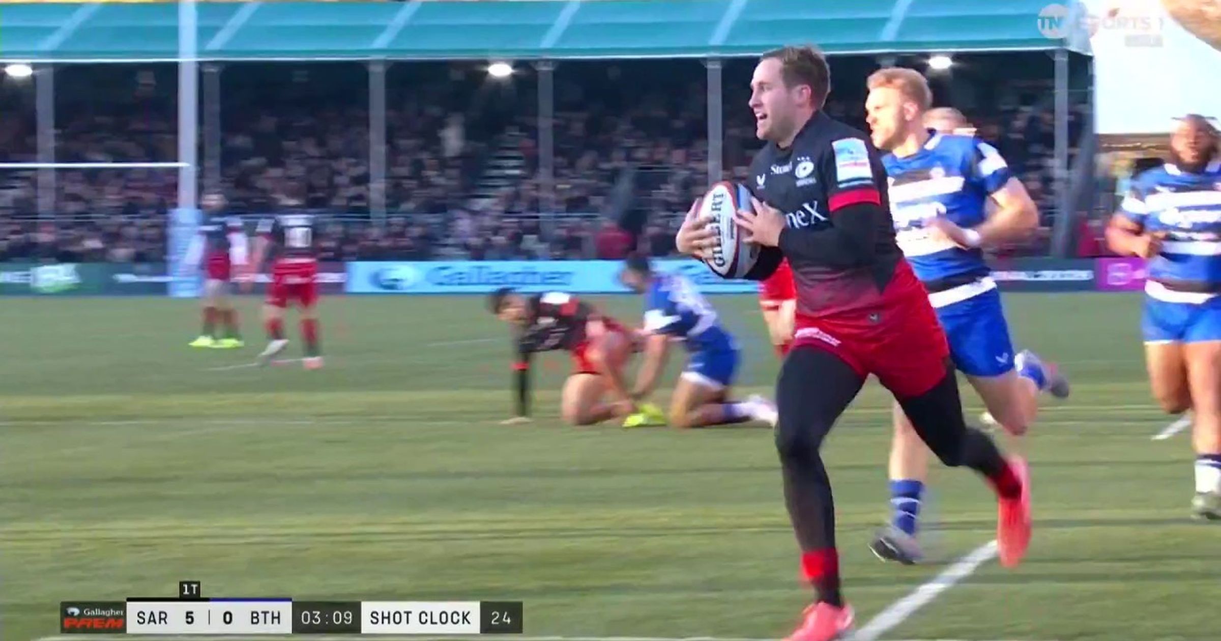 Watch: Saracens strike first against Bath in Gallagher PREM showdown at ...