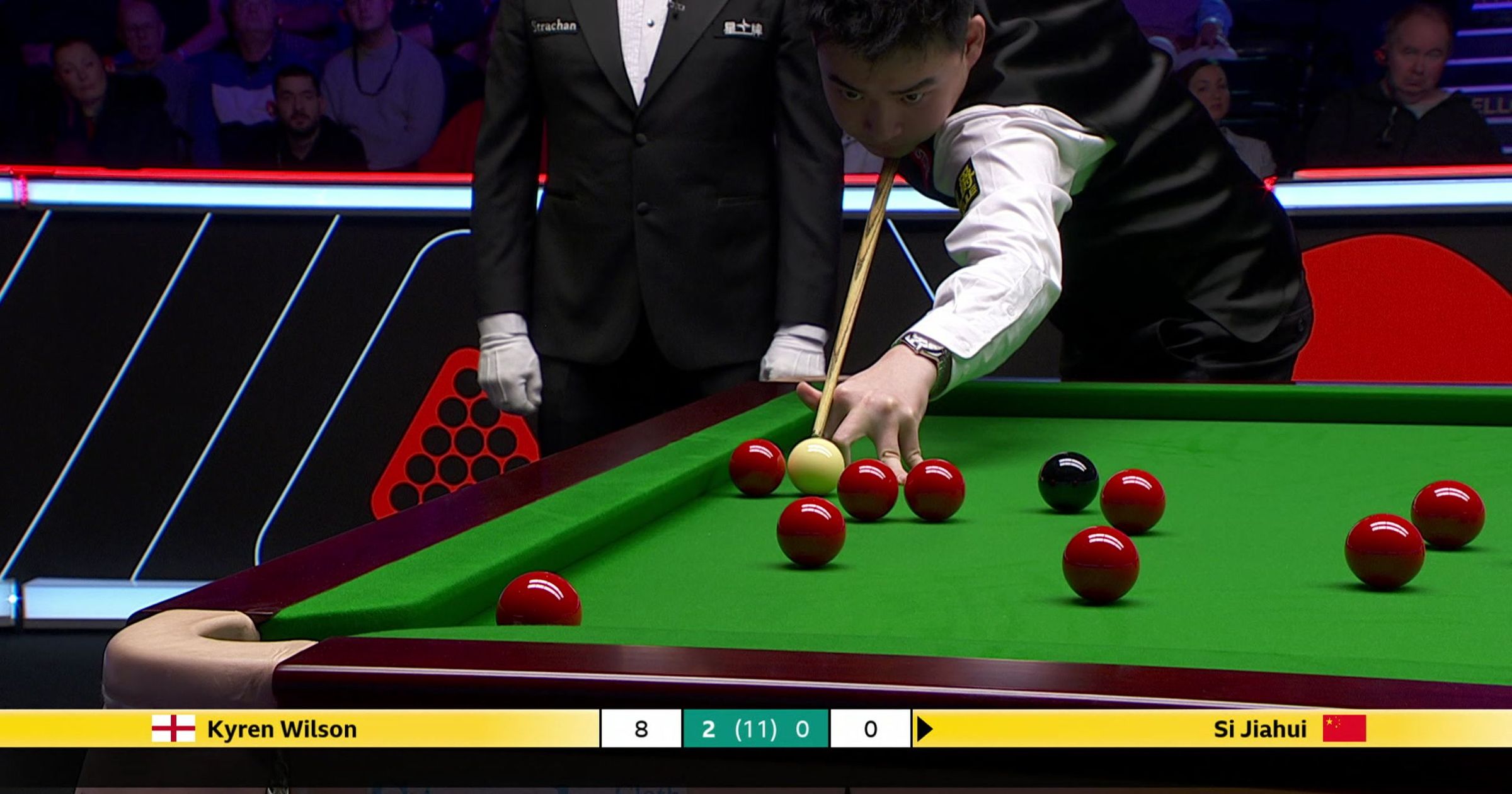 Image for Si Jiahui flukes red and follows up with stunning blue against Kyren Wilson in Masters clash at Alexandra Palace