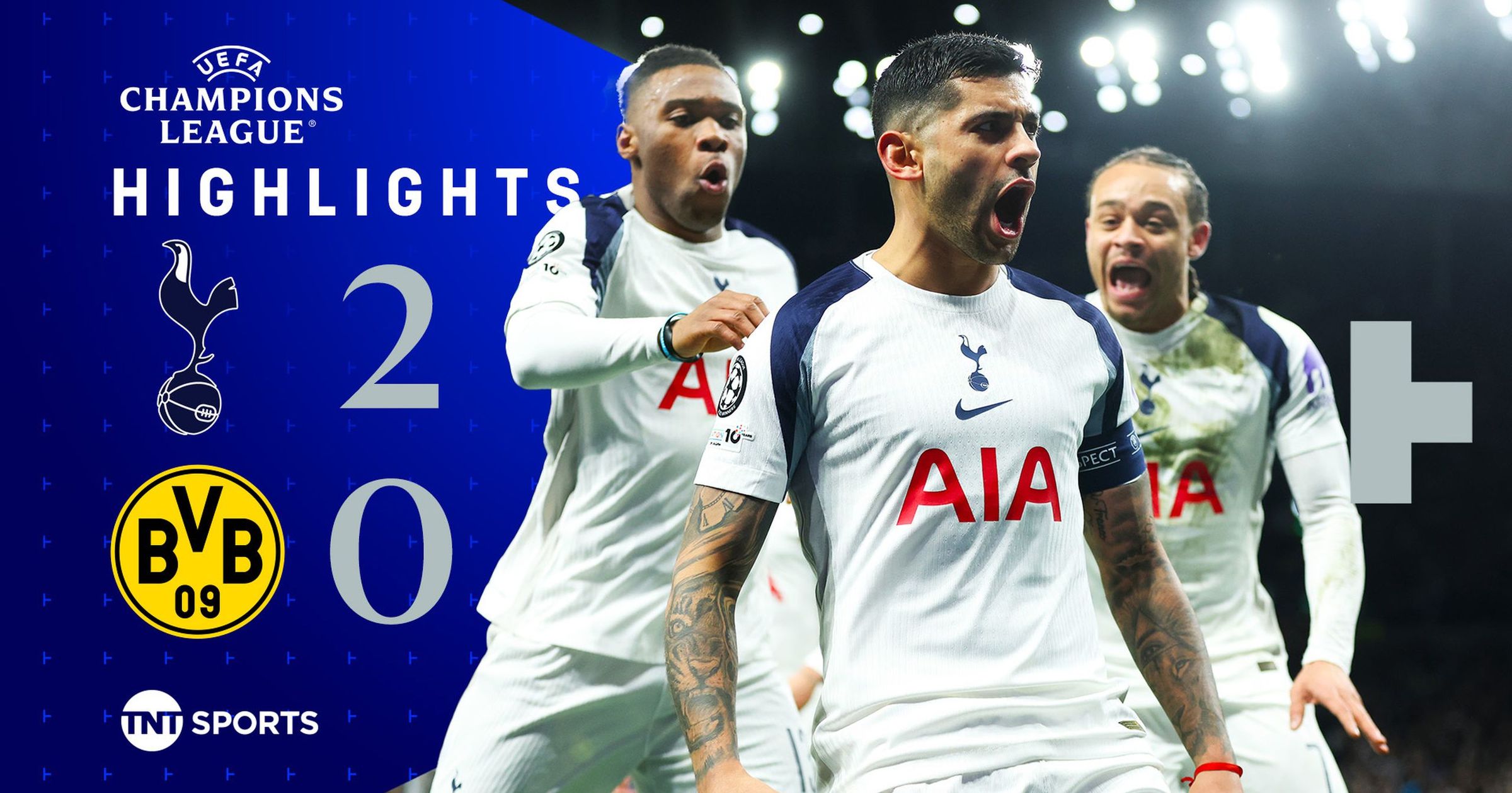 Tottenham Hotspur v Borussia Dortmund: UEFA Champions League highlights as Spurs move into top eight - TNT Sports