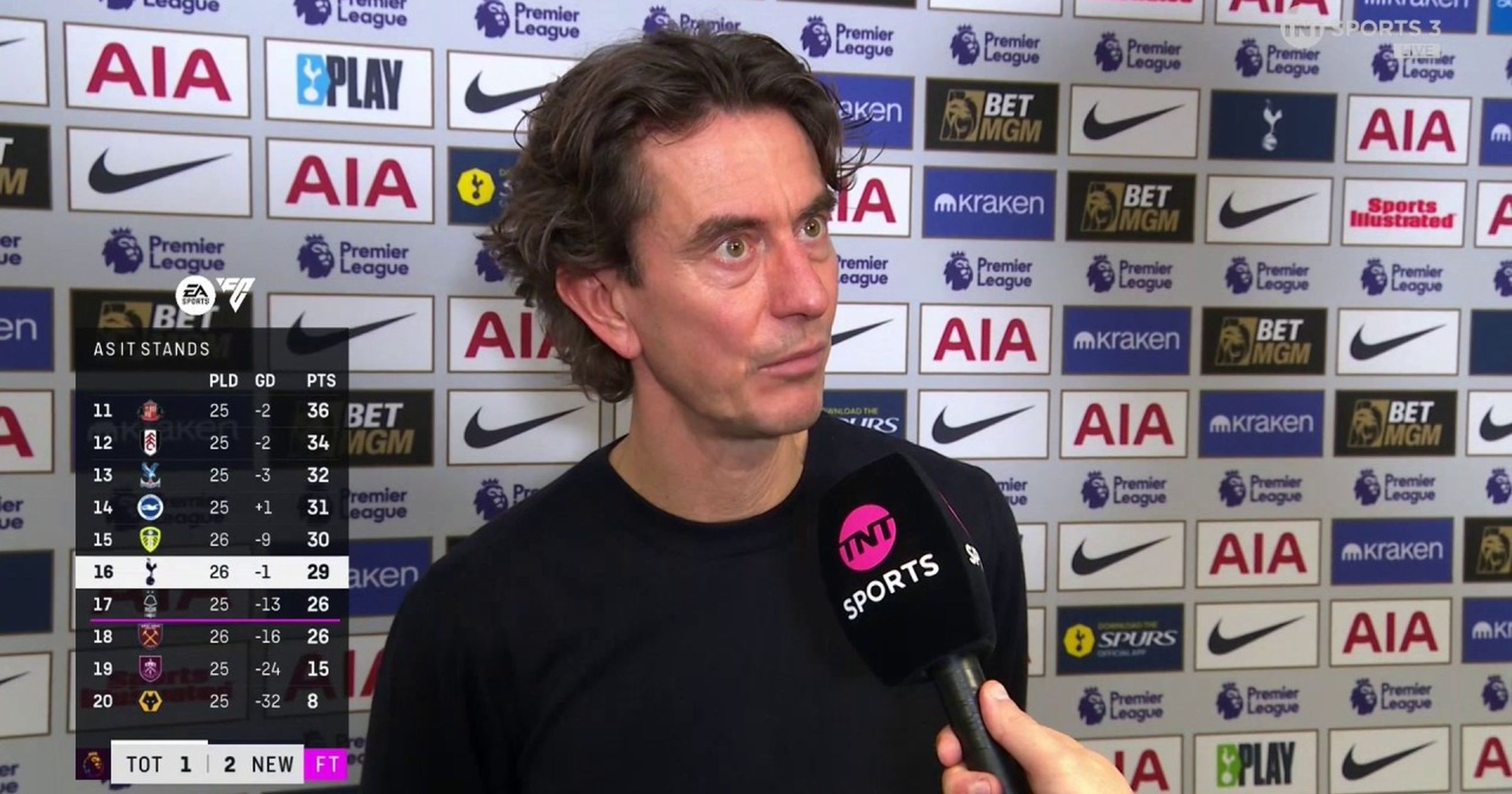 Spurs 'not in a top position' admits Frank but refuses to be drawn into relegation debate - TNT Sports