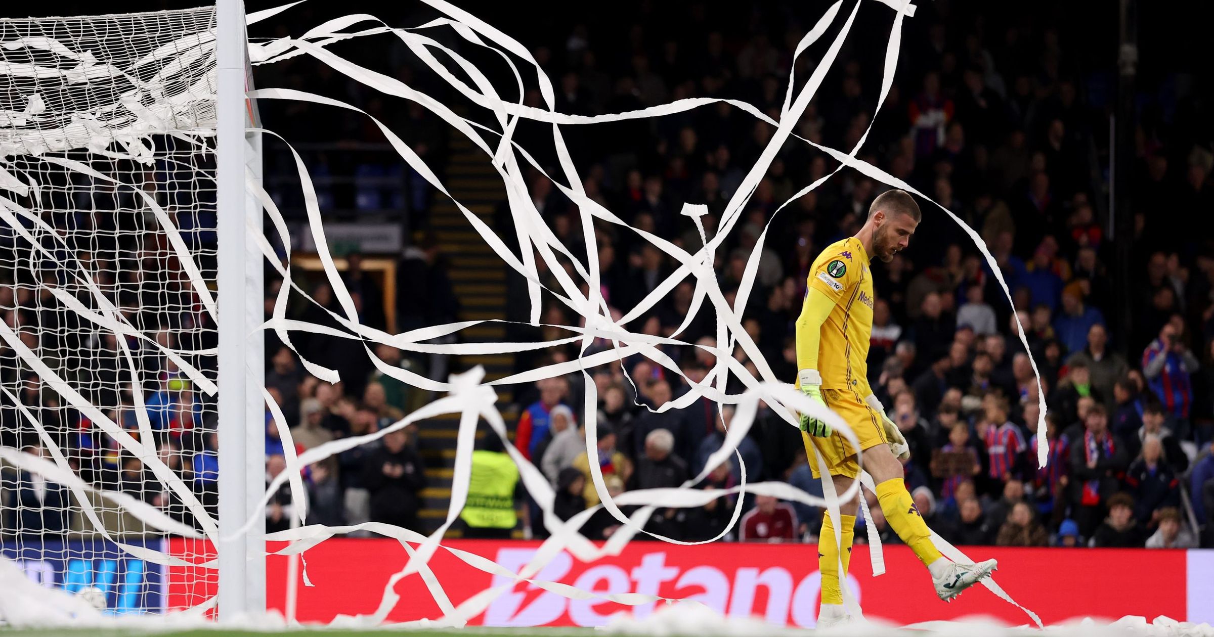 Need a hoover? Second-half kick-off delayed at Selhurst Park as tape ...