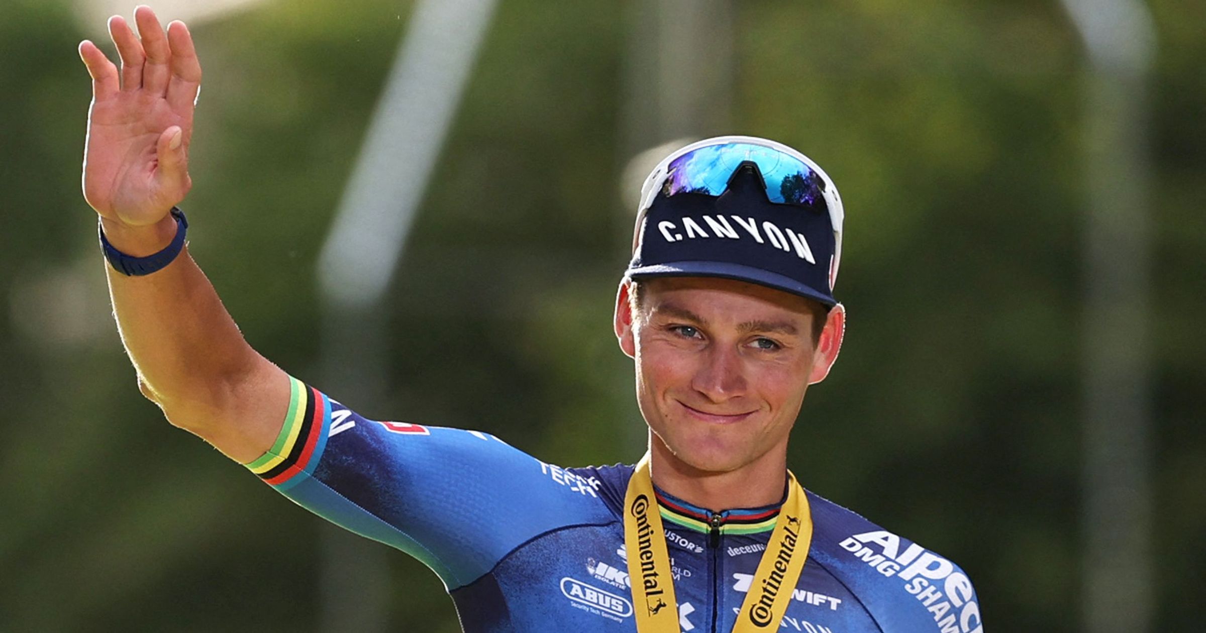Van der Poel praise for 'unselfish' Pogacar after pulling off year-long aim in Tour finale