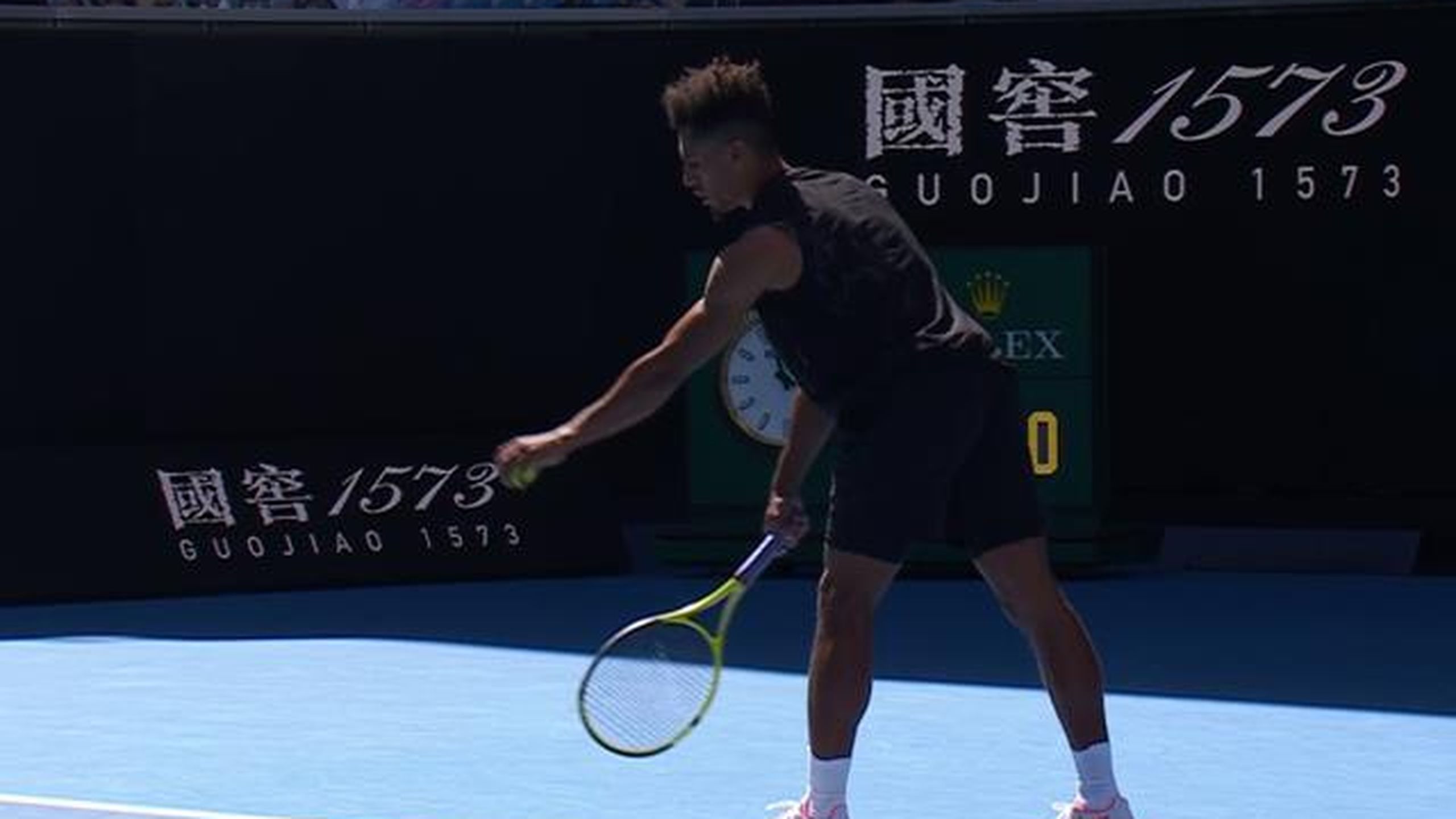 Alexander Zverev watches on as Michael Mmoh plants ball into the net on ...