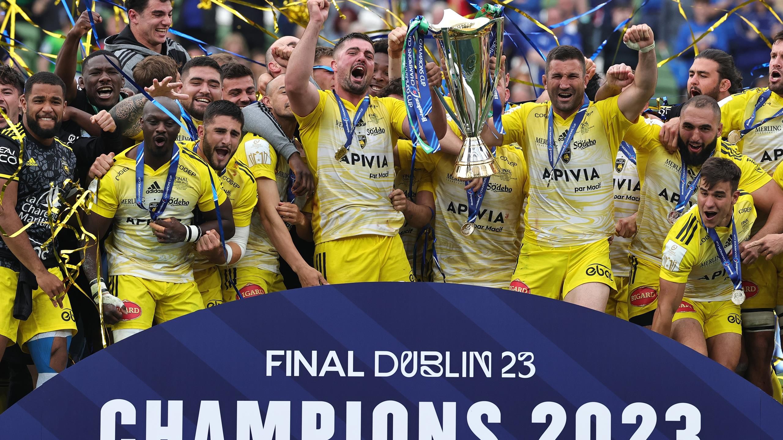 La Rochelle pull off historic comeback win in 27-26 Champions Cup final victory over Leinster