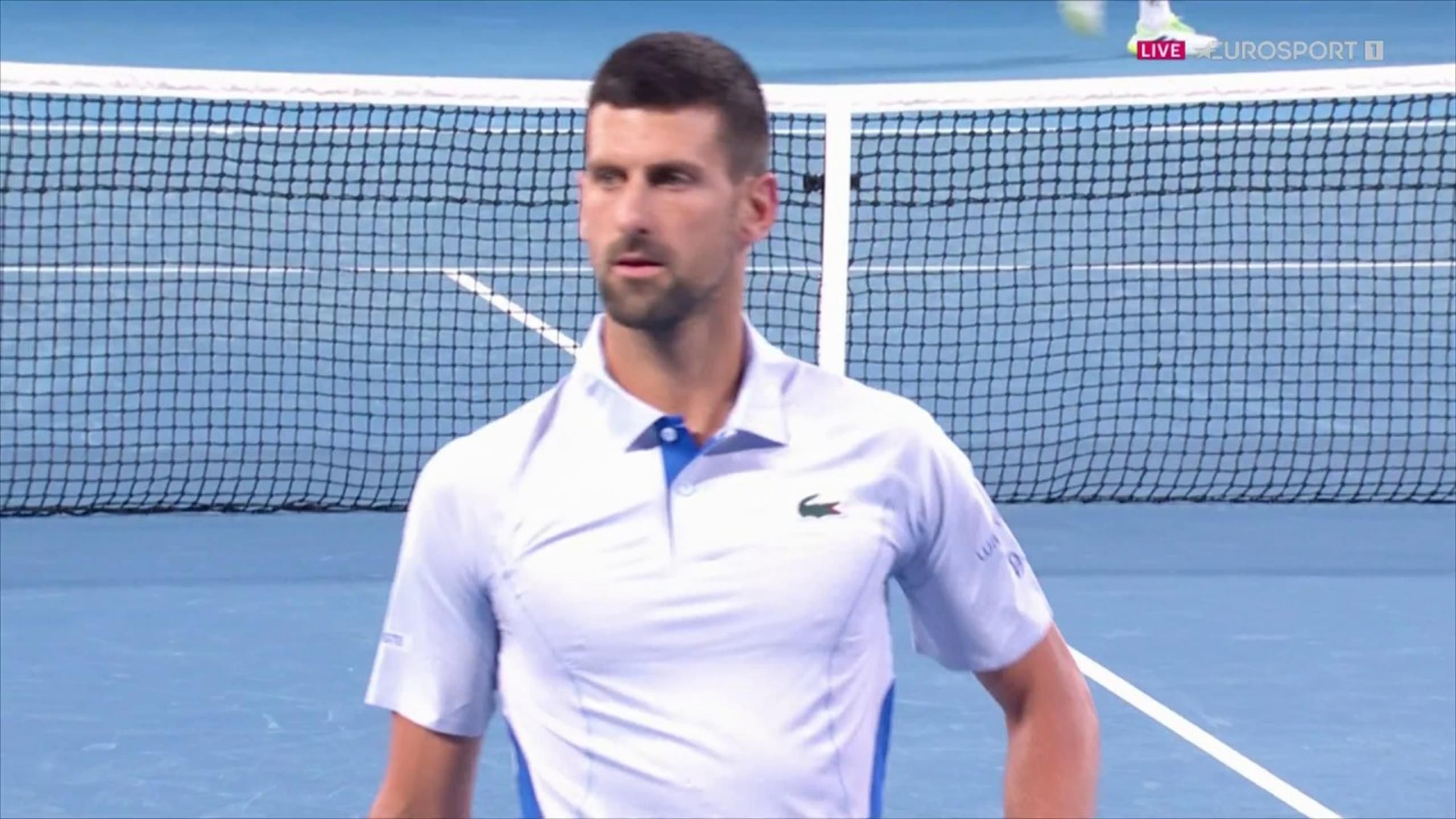 Novak Djokovic wins the opening point against Alexei Popyrin in clash ...