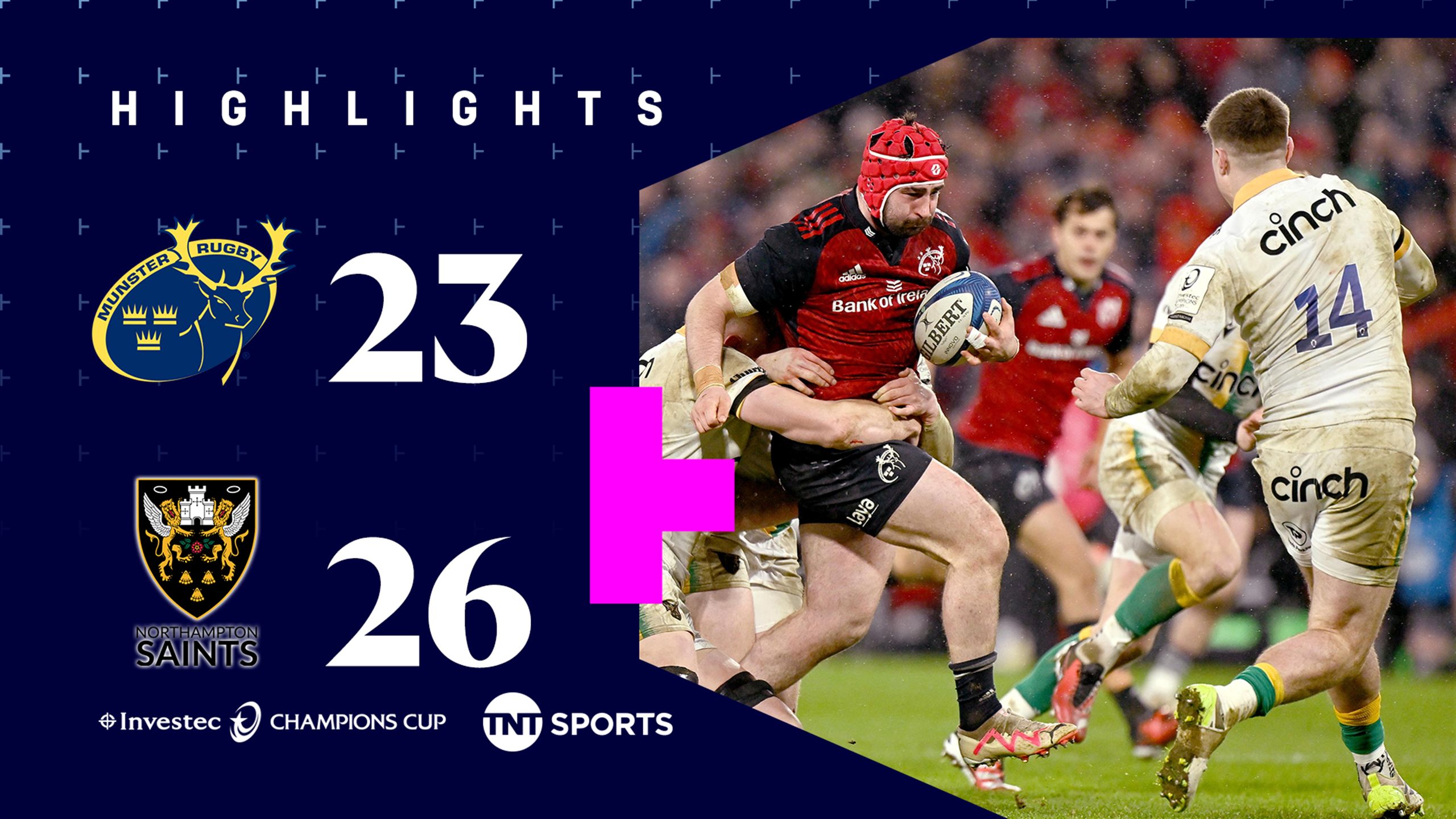 Highlights Northampton Saints fight back with 14 men to beat Munster in Investec Champions Cup
