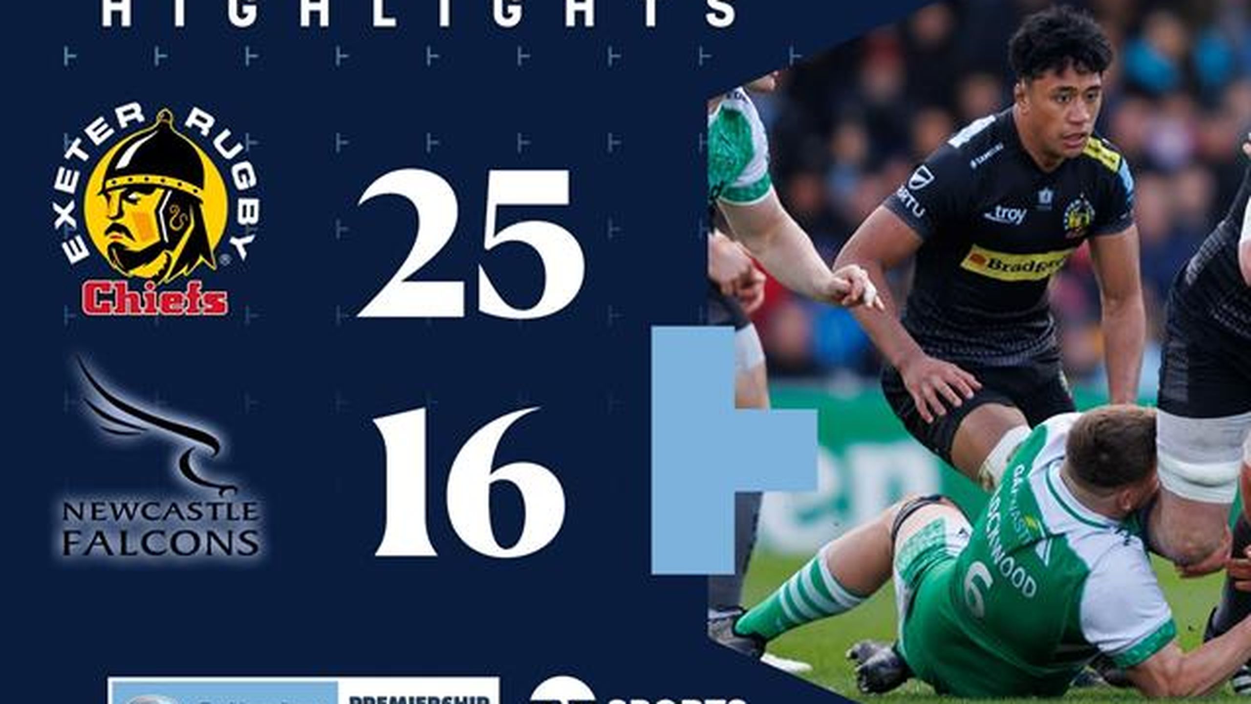 Highlights: Exeter Chiefs hold off Newcastle Falcons to go third in ...