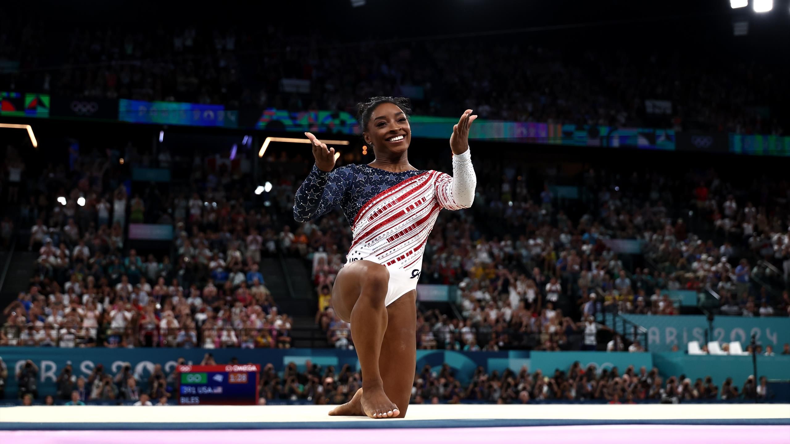 Paris 2024: Watch moment Simone Biles pulls off brilliant floor routine ...