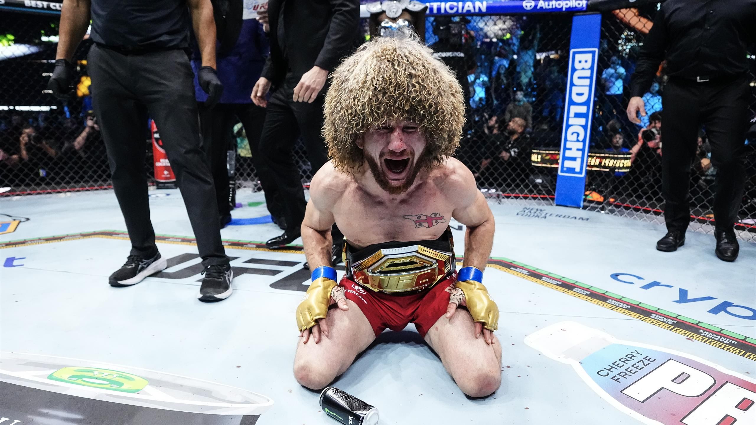 UFC 306: Emotion pours out of Merab Dvalishvili after winning ...