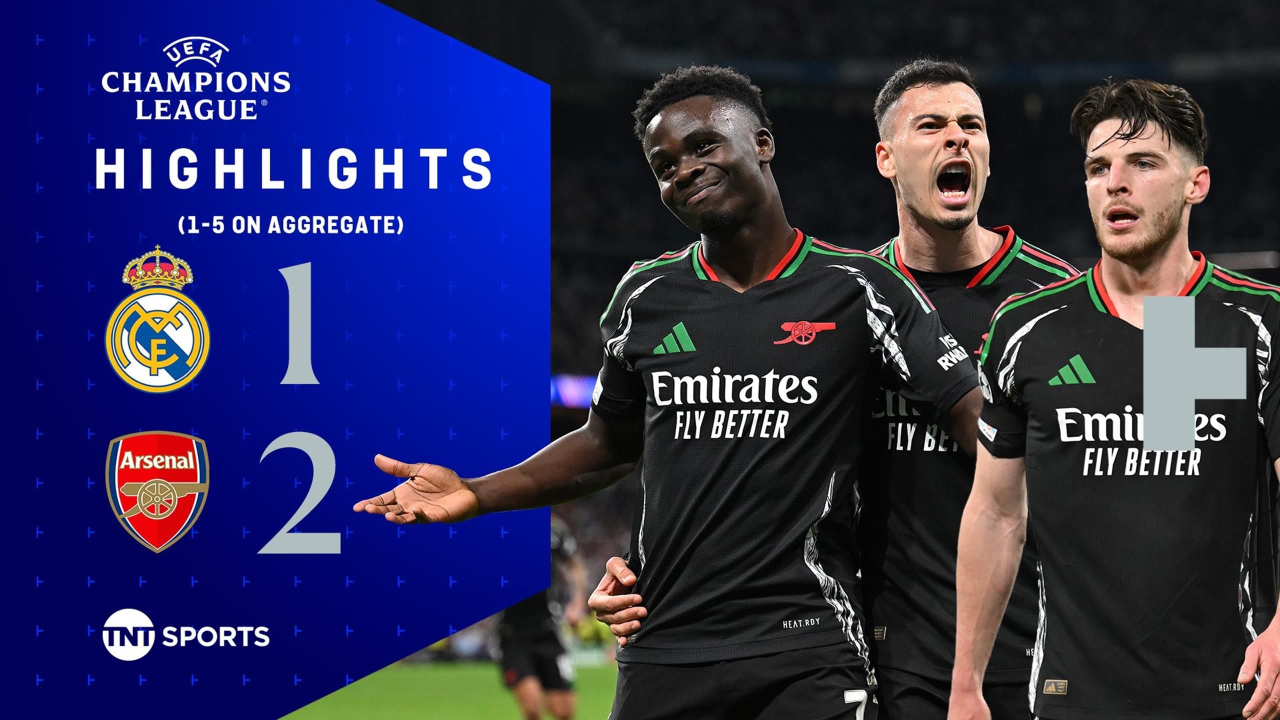 Arsenal v Real Madrid Champions League highlights: Bukayo Saka, Gabriel