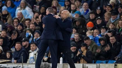 Watch as Guardiola accidentally hits Brugge boss with ball