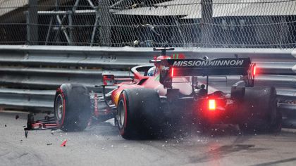 Leclerc takes Monaco pole despite losing front wing in crash