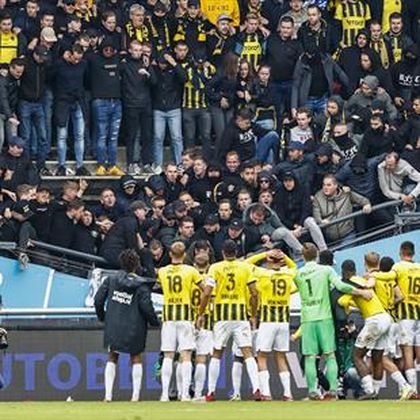 Stand collapses as Vitesse fans celebrate with players following win over NEC