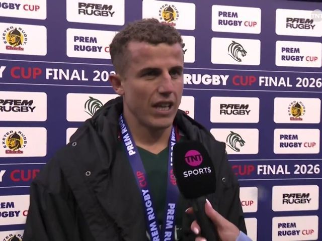 Billy Searle reacts after Leicester Tigers seal PREM Rugby Cup title in ...